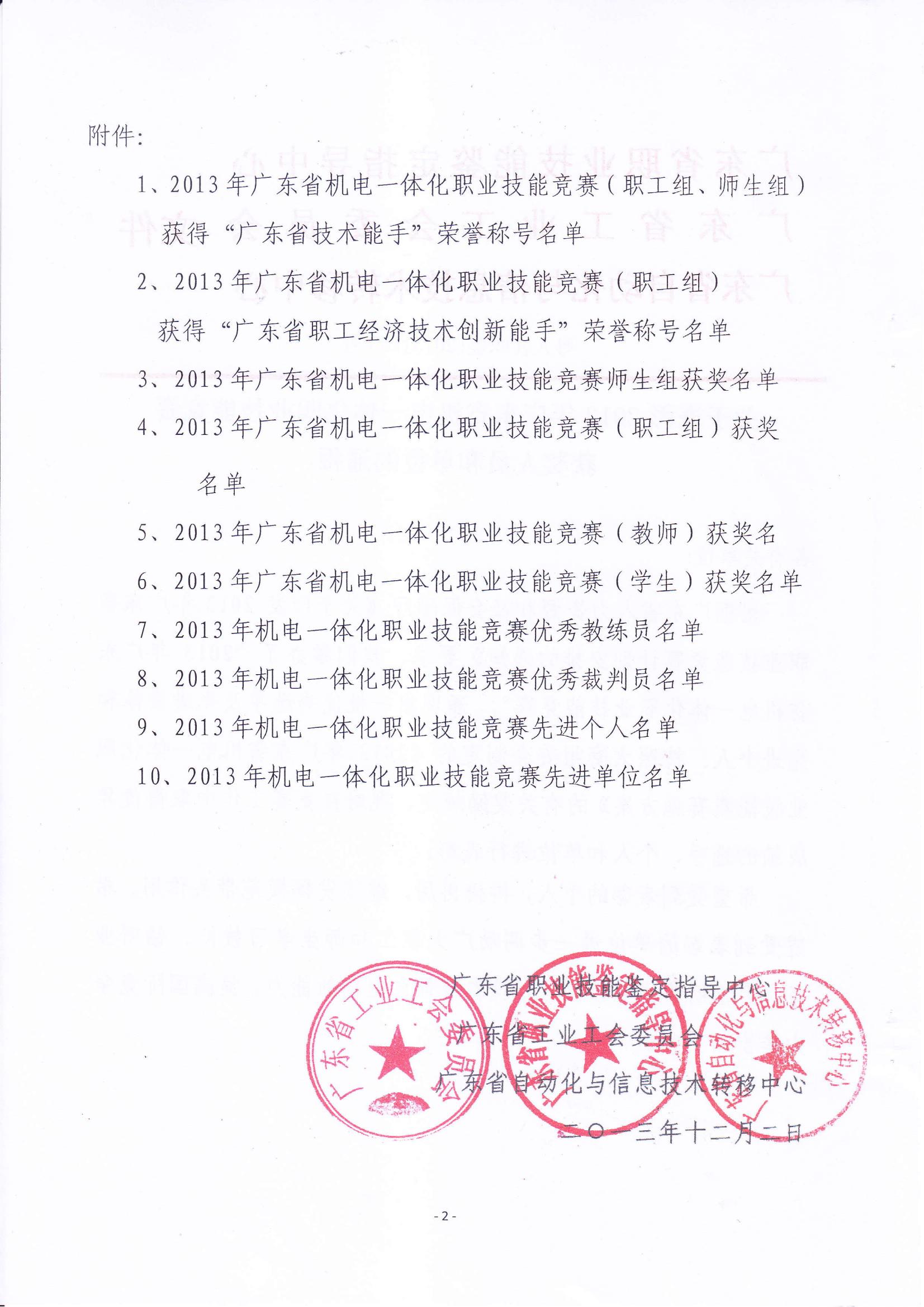 关于表彰2013年广东省机电一体化职业技能竞赛获奖人员和单位的通报_01.jpg