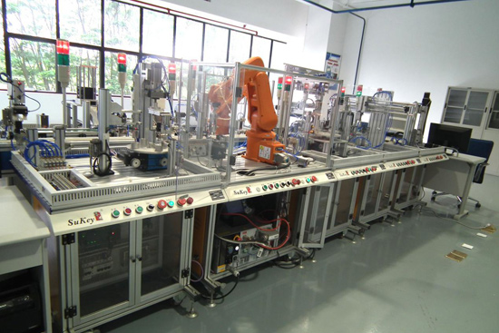 典型十模块机器人机械手自动装配生产线  型号：SK-RB